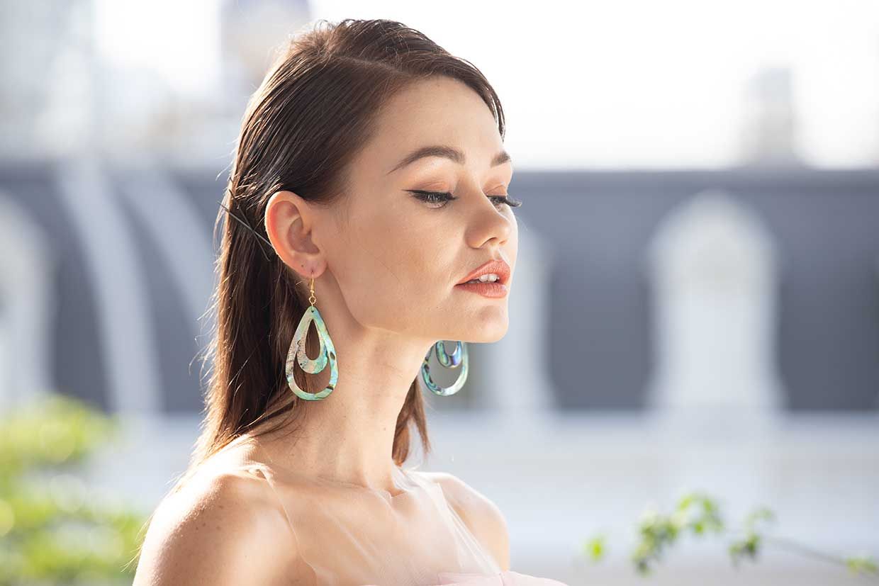 Mermaid - Bông Tai Ngọc Trai Cao Cấp - 2 Giọt Nước - BSJ.MS001 - Bạc 925 - Xanh Khoen Mạ Vàng