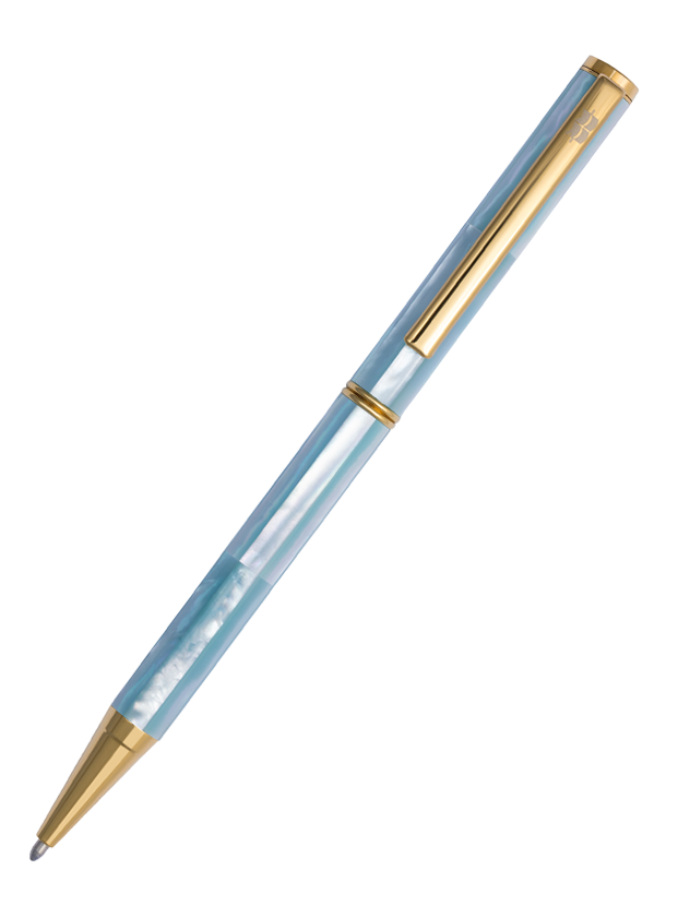 Inspired -  Bút Bi Ngọc Trai Xanh Biển Bắc Úc - Mạ Titanium Gold (Alice Blue) 