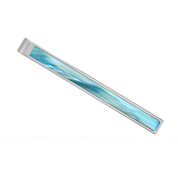  KẸP CÀ VẠT - Ngọc Trai Blue Moon - Bạc Ý Mạ Vàng Trắng 