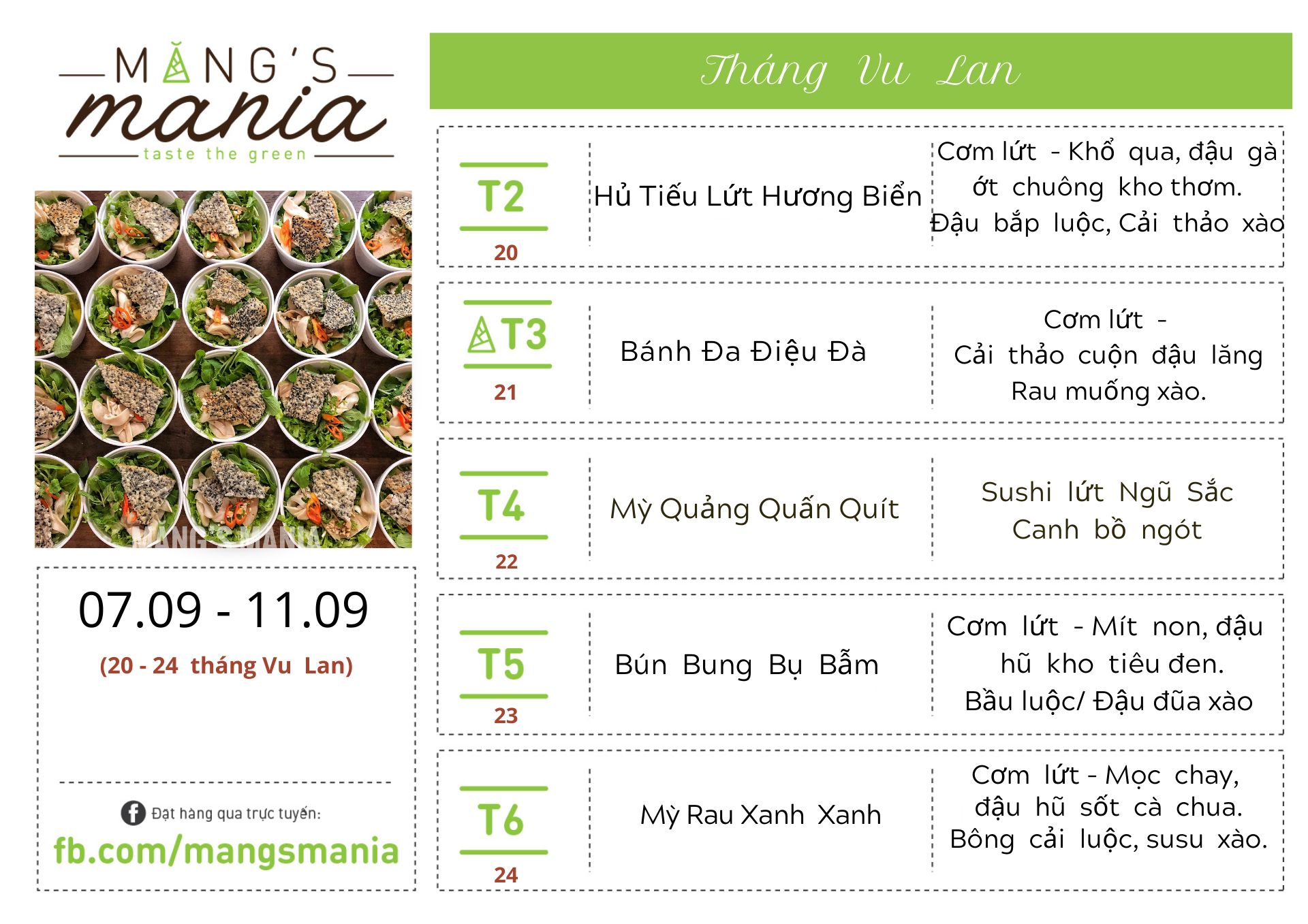Bữa Ăn Thuần Chay - Mừng Lễ Vu Lan 2020
