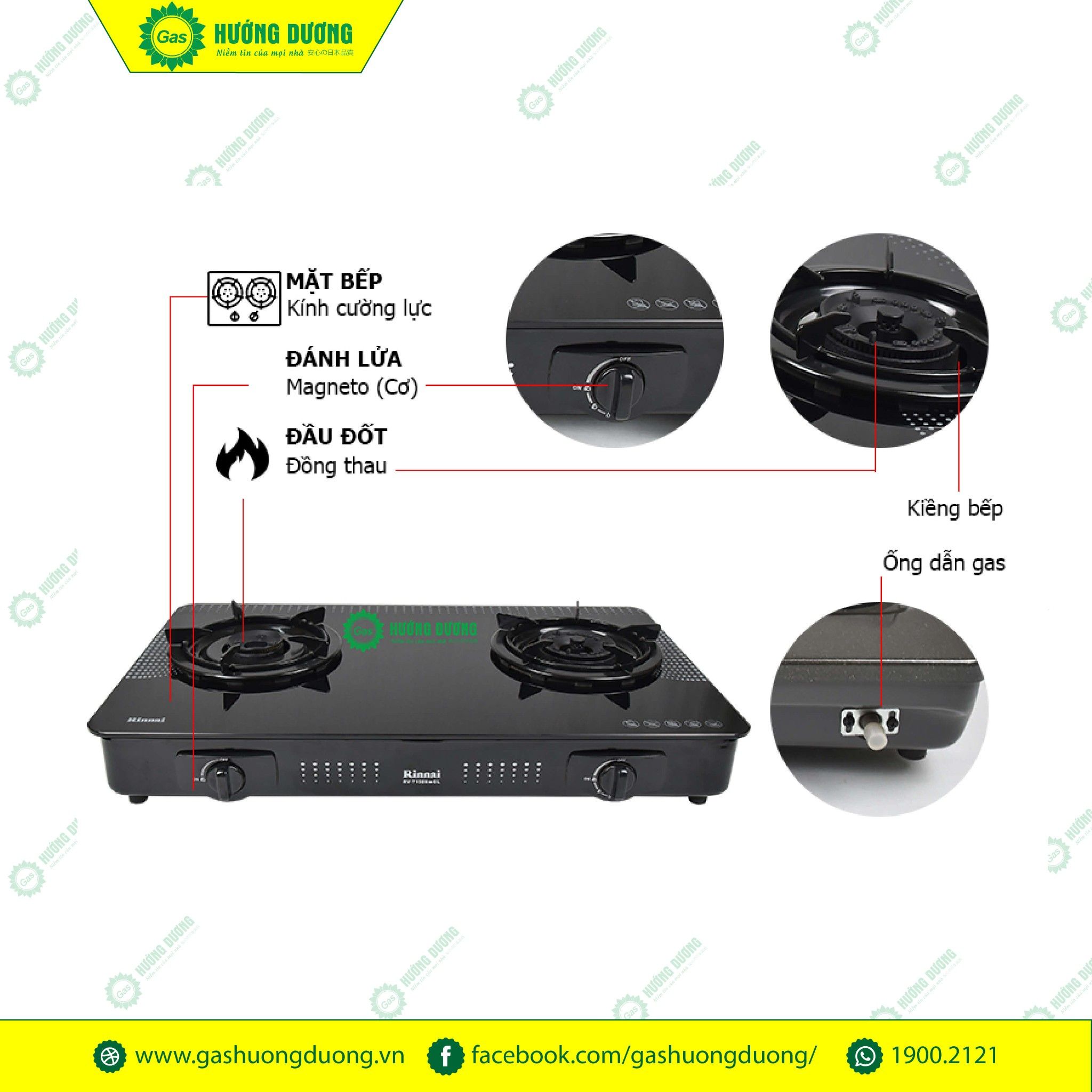 Bếp Gas Dương Mặt Kính Rinnai RV - 715 Slim(GL-D)