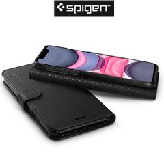 Ốp iPhone 11 Spigen Wallet S Safiano Black