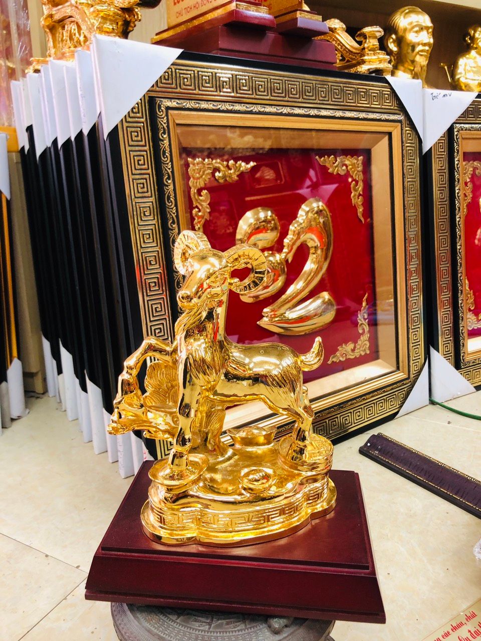 Tượng Dê Dát Vàng 9999 - Dê Phong Thủy Mạ Vàng 24K
