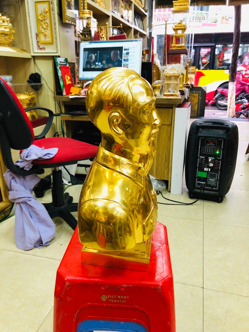 Tượng Bác Hồ Mạ Vàng 24K Cao 42cm