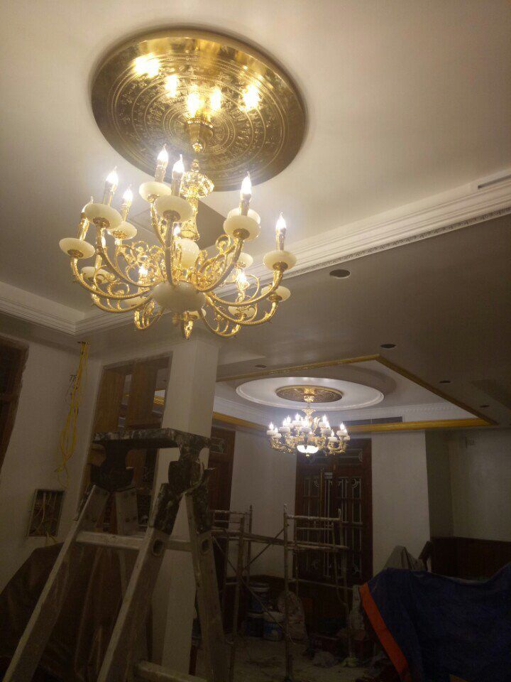 Trống đồng mạ vàng 24K trang trí trần nhà