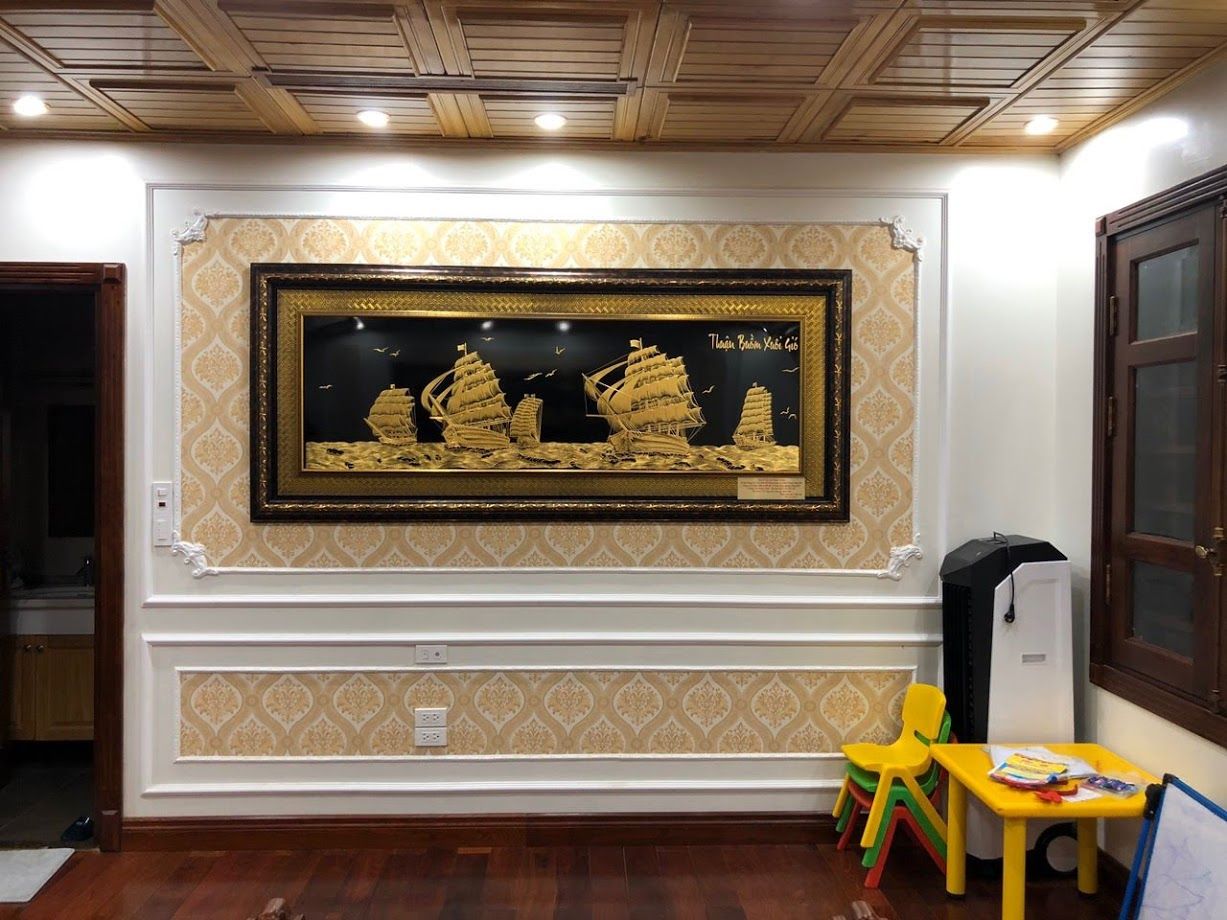 Tranh Thuận Buồm Xuôi Gió Đồng Khắc Vàng 99,99