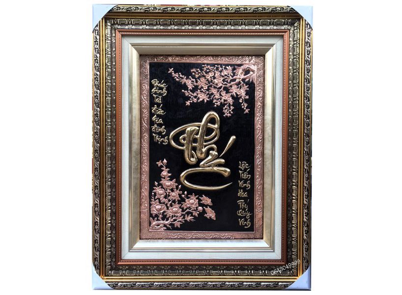 Chữ Phúc thư pháp mạ vàng 24k 75 x 108