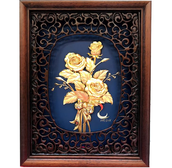 Tranh Hoa Hồng Mạ Vàng 24K - 2532