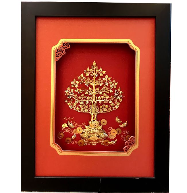 Tranh Cây Kim Tiền Mạ Vàng 24K
