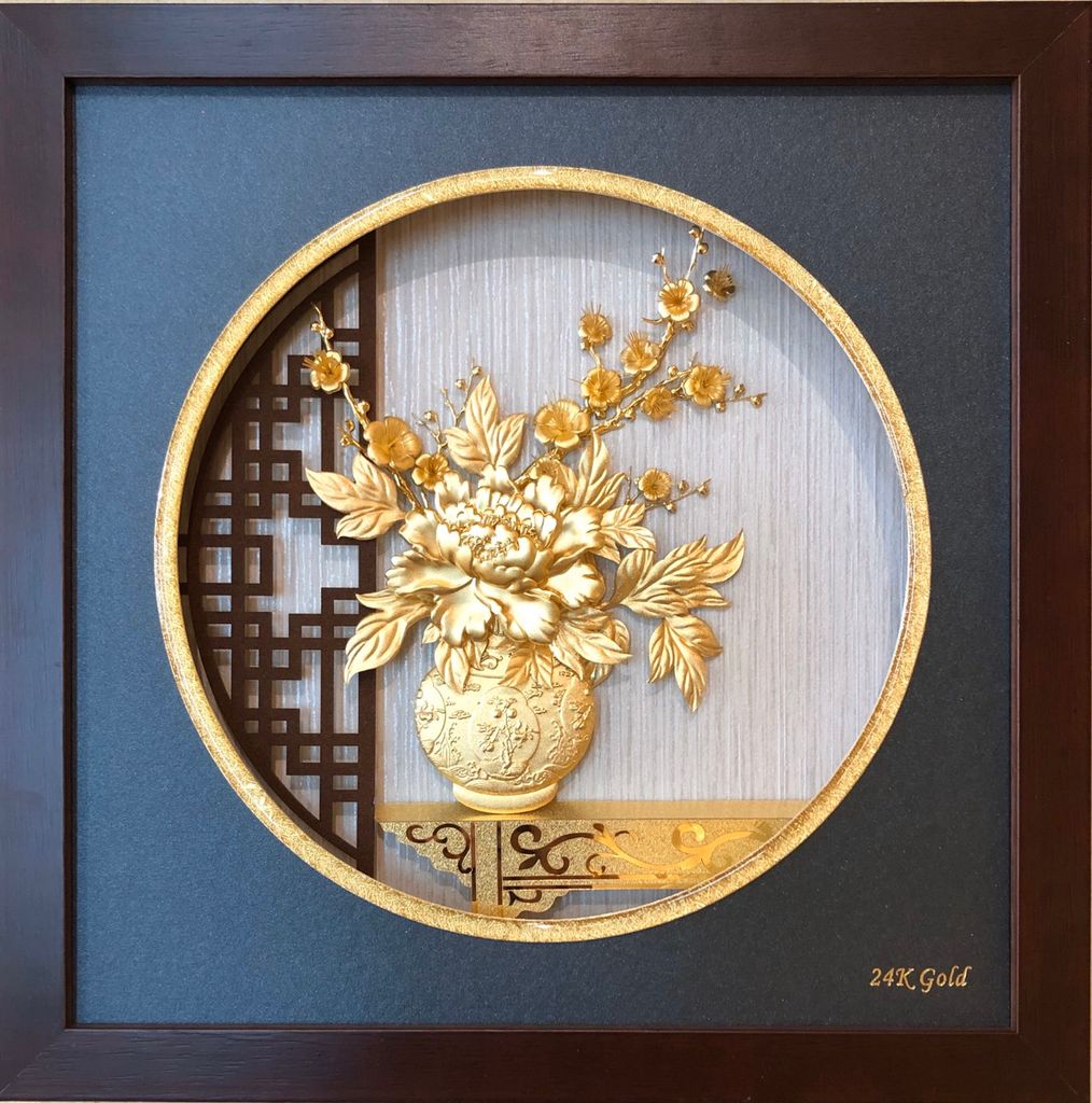 Tranh Hoa Cúc Lá Vàng 24K