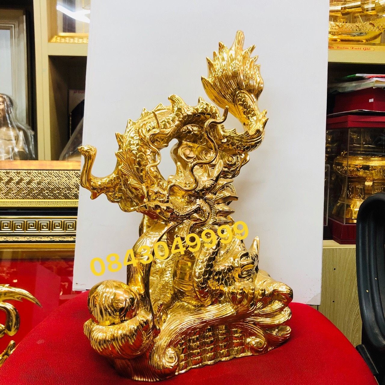 Tượng Rồng Mạ Vàng 24K Cao 48