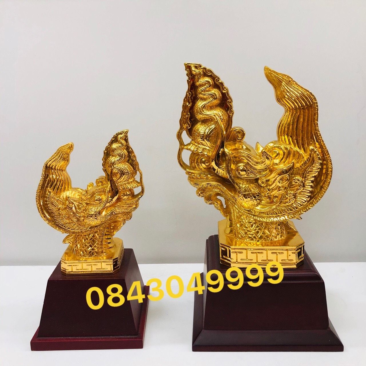 Tượng Đầu Rông Thăng Long Mạ Vàng 24k