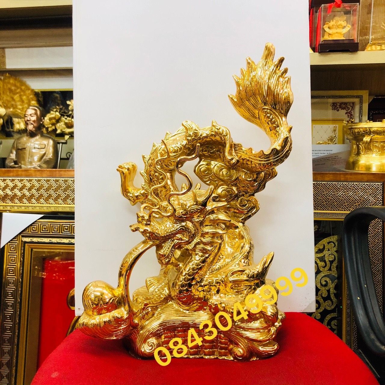 Tượng Rồng Mạ Vàng 24K Cao 48