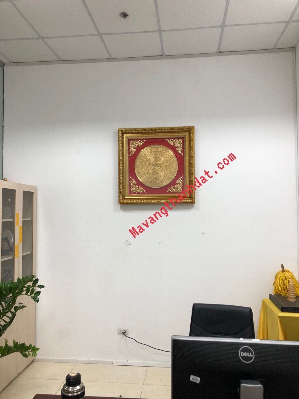 Tranh Trống Đồng Mạ Vàng 24K - 88 X 88