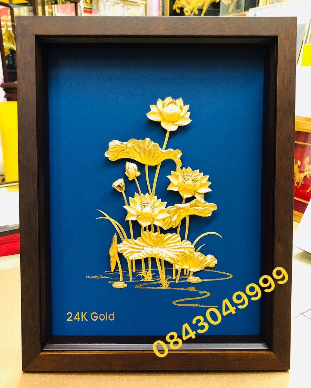 Tranh Hoa Sen Mạ Vàng 15x28