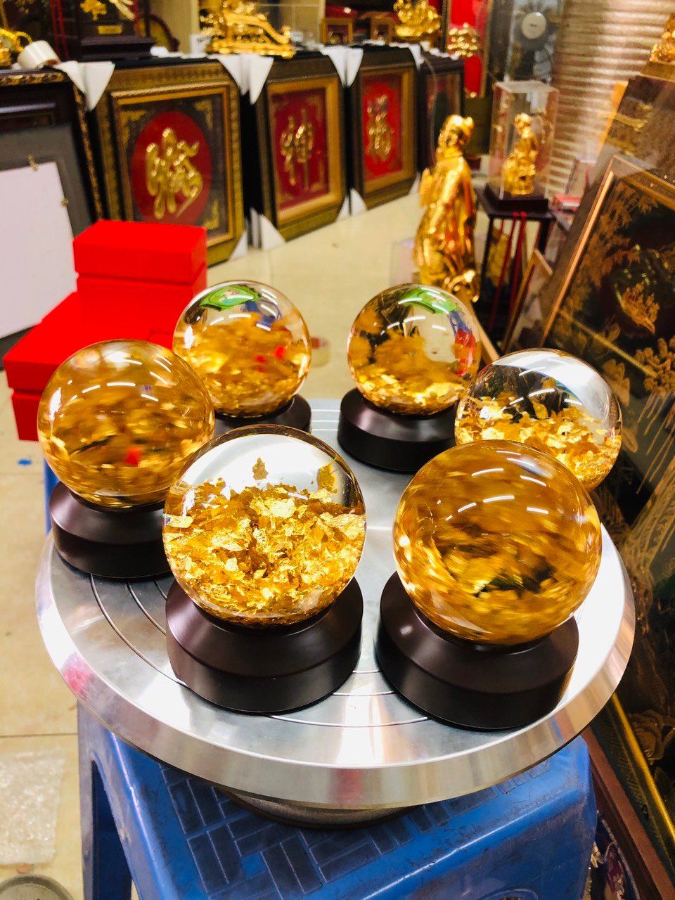 Quả Cầu Pha Lê Đúc Vàng 24K