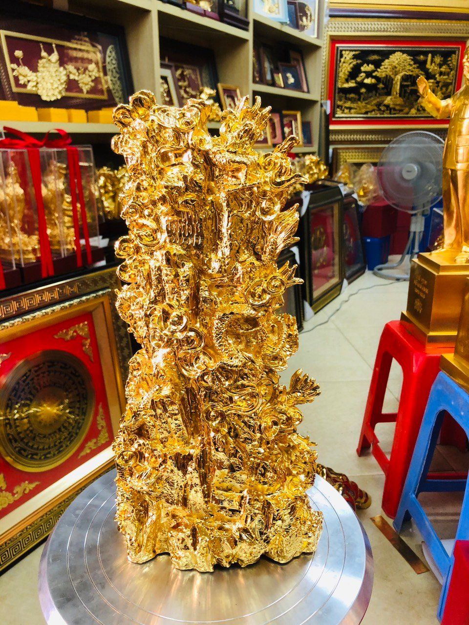  Tượng Phật Bà Cửu Long Mạ Vàng 24K 