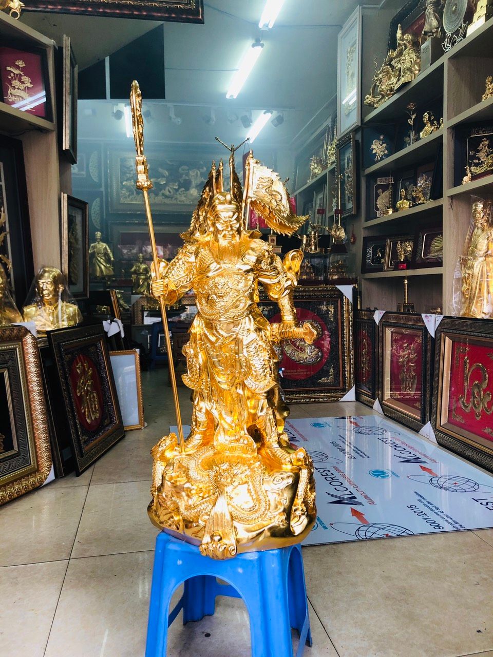 Tượng Quan Công Cưỡi Rồng Mạ Vàng 24K