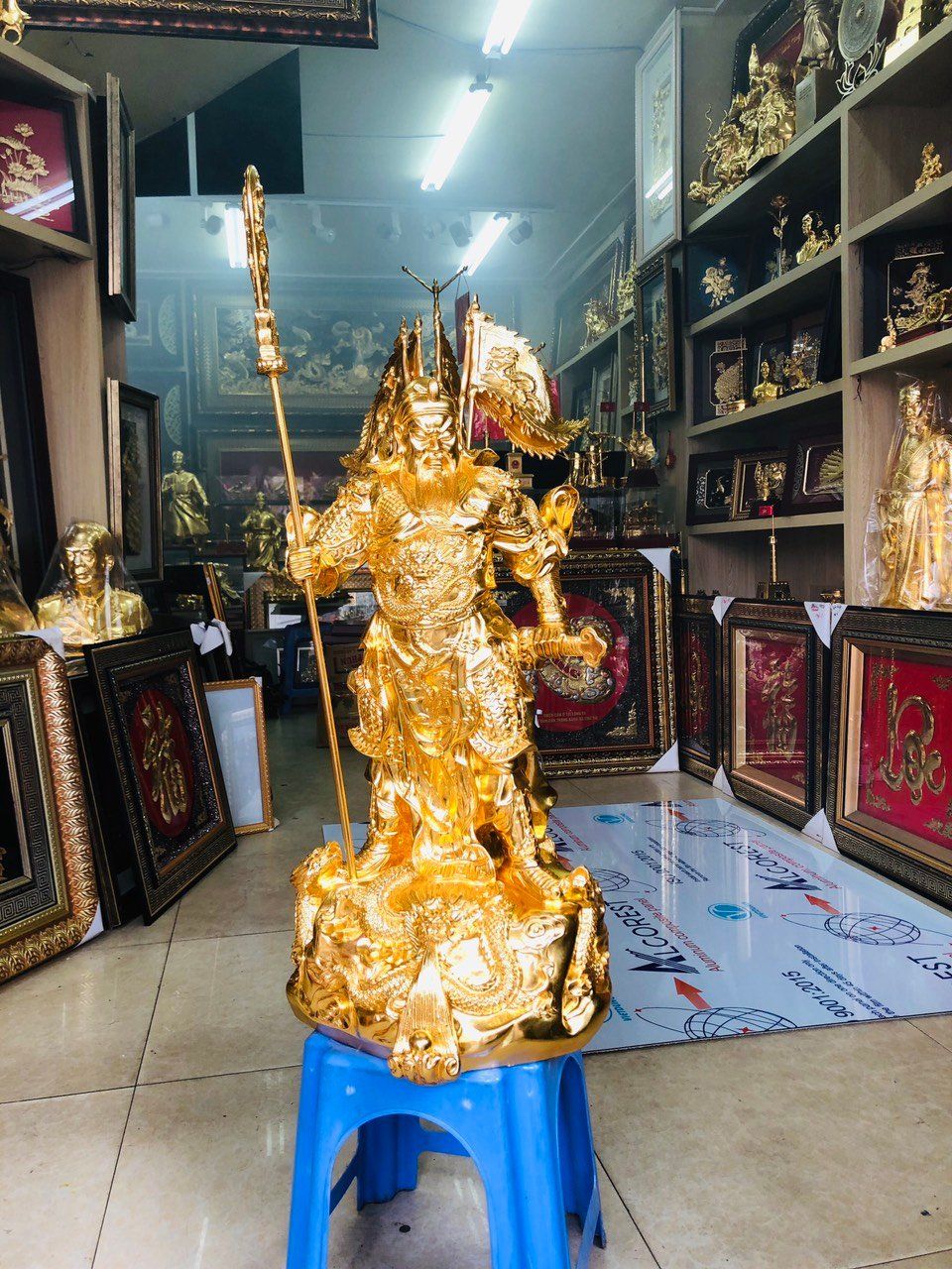 Tượng Quan Công Cưỡi Rồng Mạ Vàng 24K