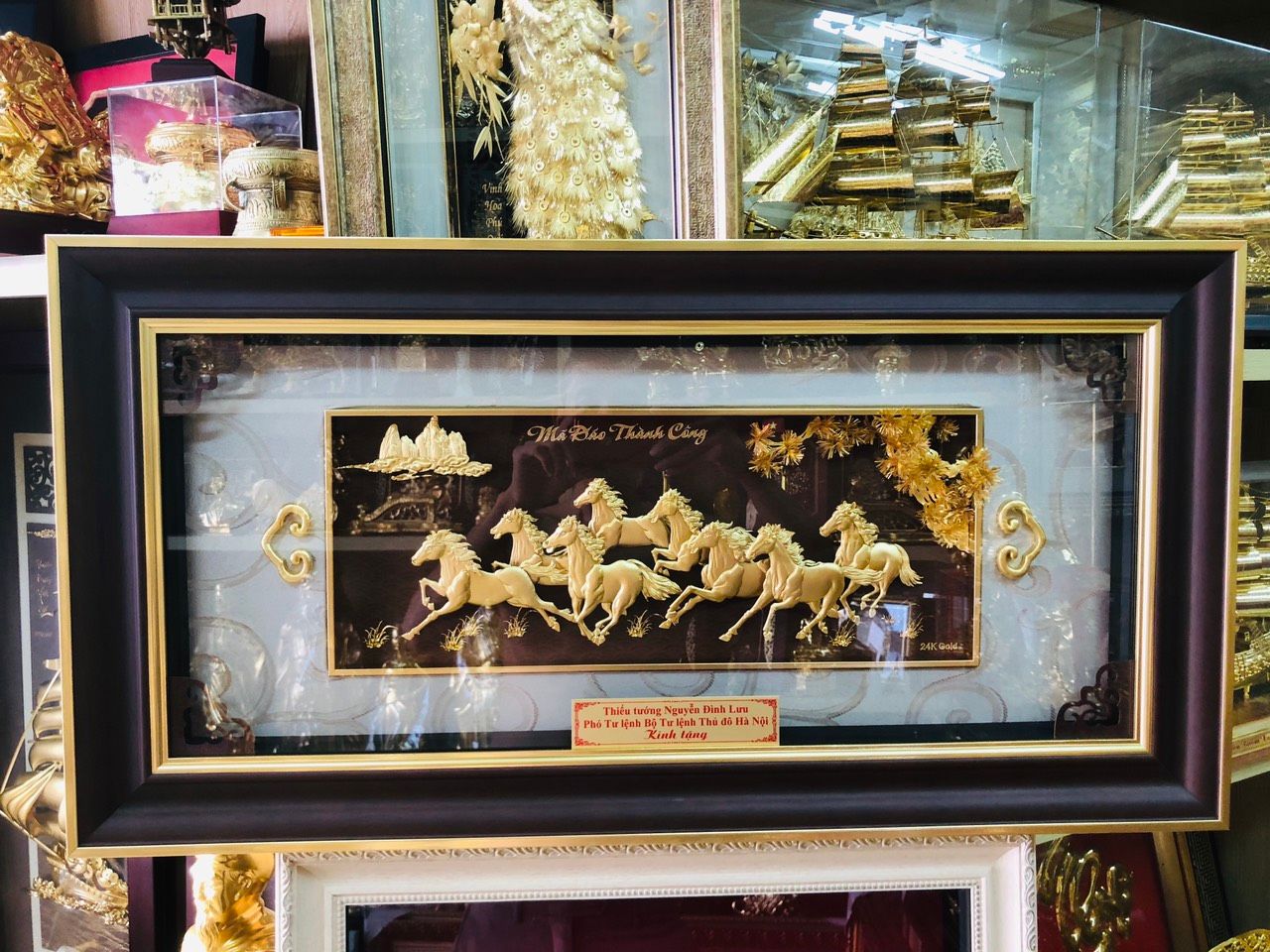 Tranh Mã Đáo Thành Công Mạ Vàng 24K