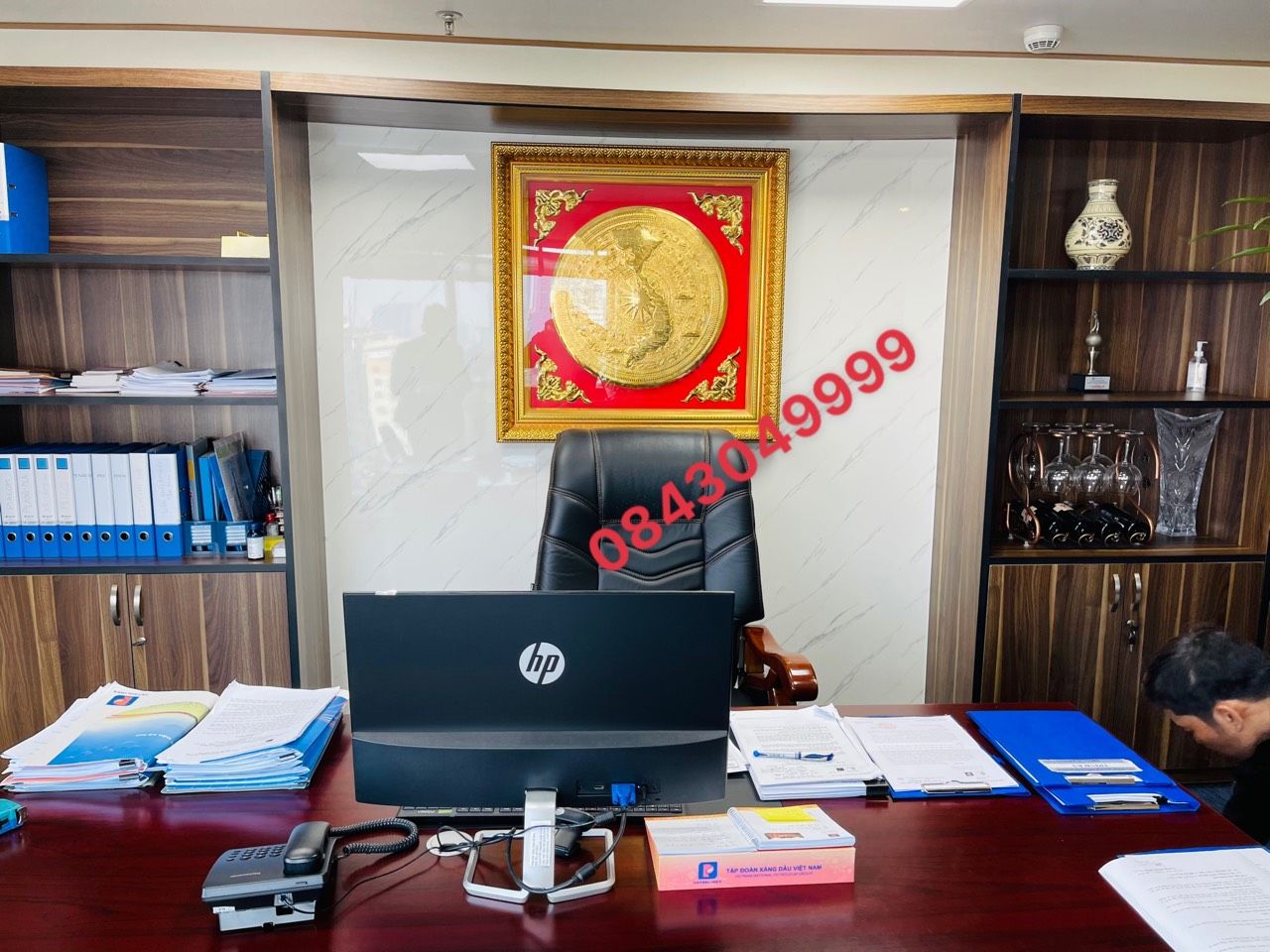 Trống Đồng Bản Đồ Mạ Vàng 24K