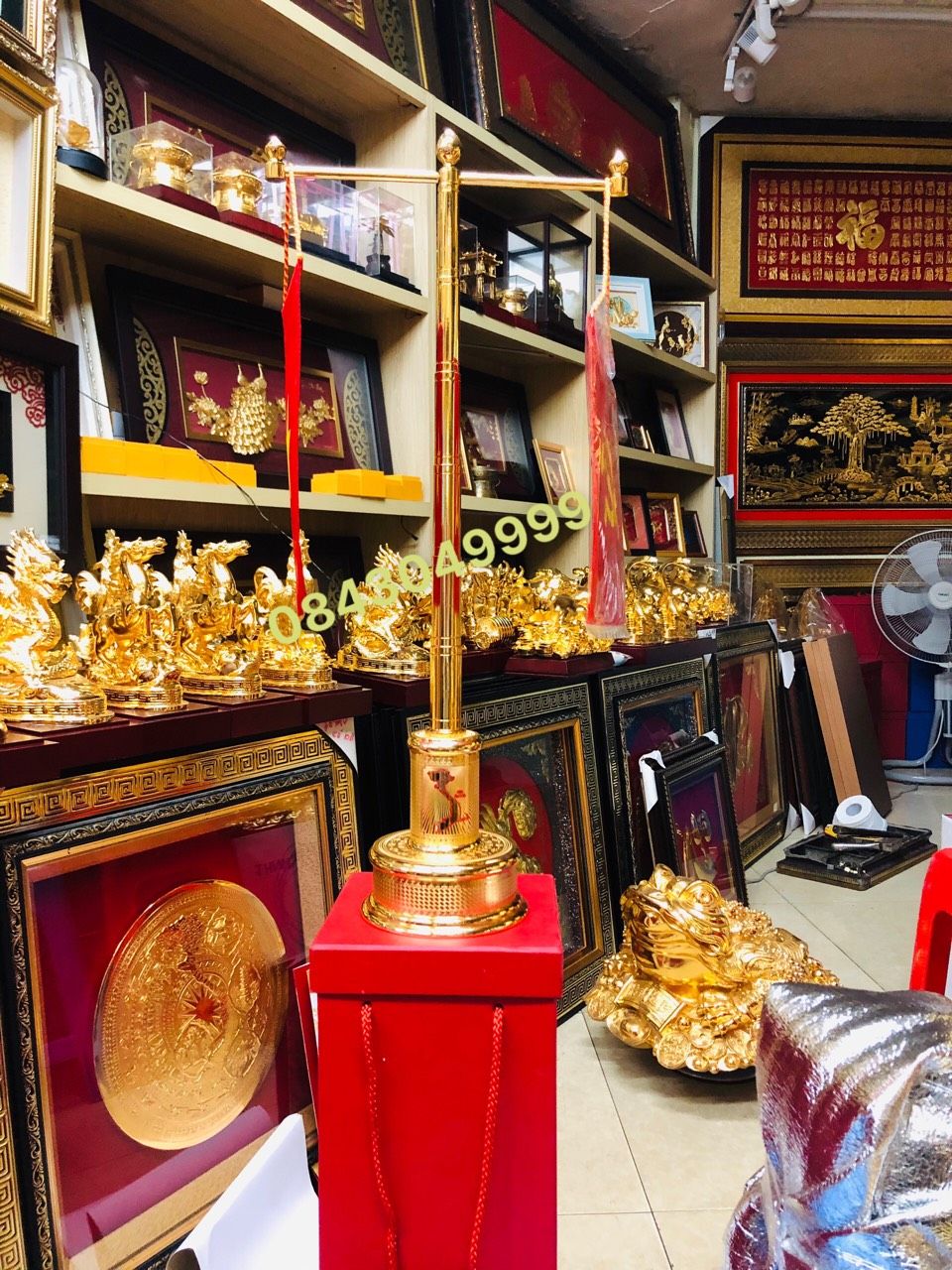Cột Cờ Mạ Vàng 24K - Đế Tròn