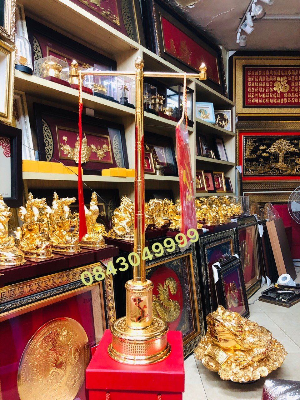 Cột Cờ Mạ Vàng 24K - Đế Tròn