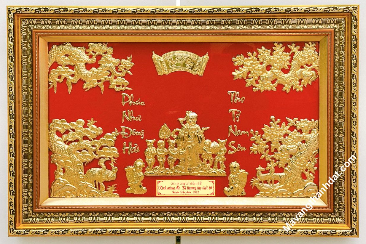 Tranh Mừng Thọ Ông Mạ Vàng - 80120