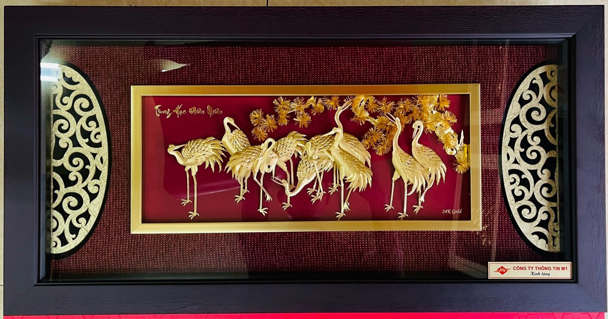 Tranh Tùng Hạc Diện Niên Mạ Vàng 4281
