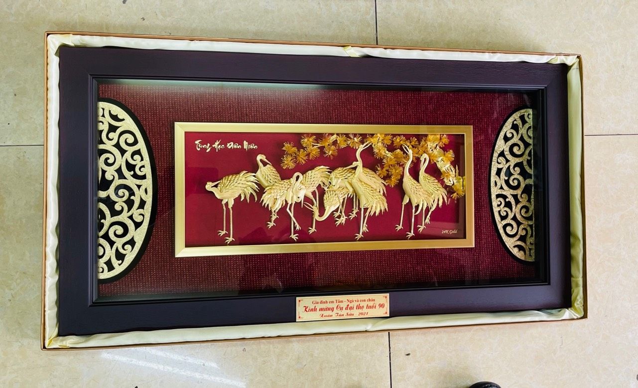 Tranh Tùng Hạc Diện Niên Mạ Vàng 4281