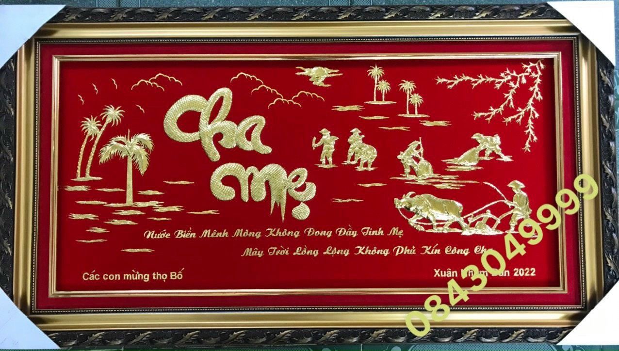 Tranh Cha Mẹ Bằng Vàng 24K