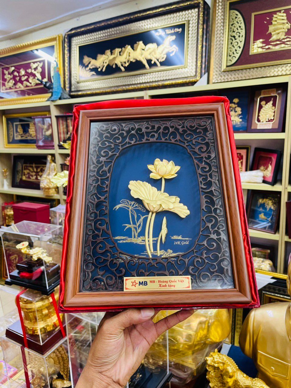 Tranh Hoa Sen Mạ Vàng 30x30