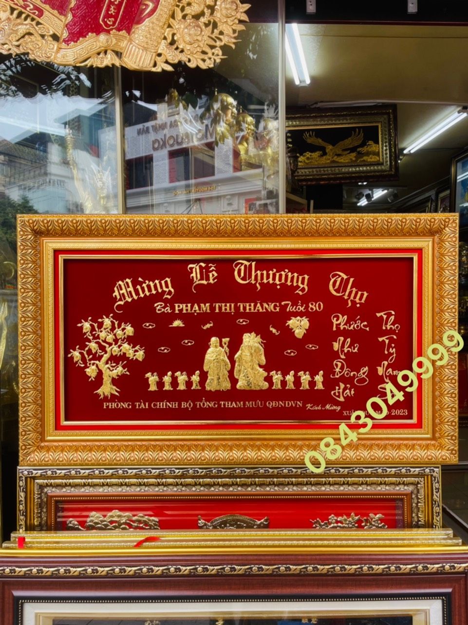 TRANH MỪNG THƯỢNG THỌ TUỔI 80 VÀNG 24K