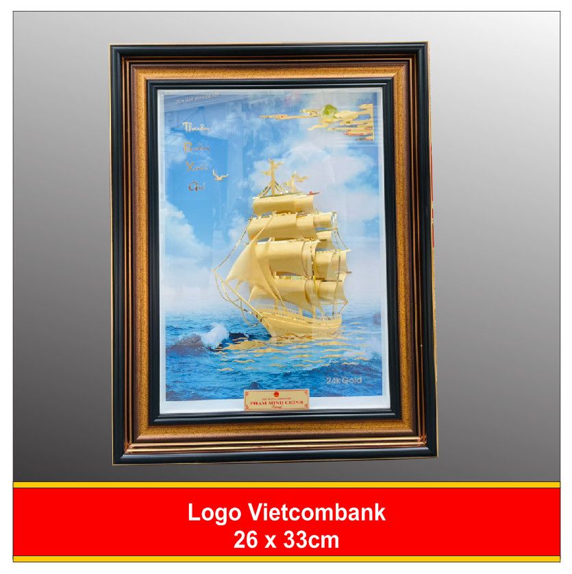 Tranh Thuận Buồm Xuôi Gió Mạ Vàng - 4281 Nền Đỏ