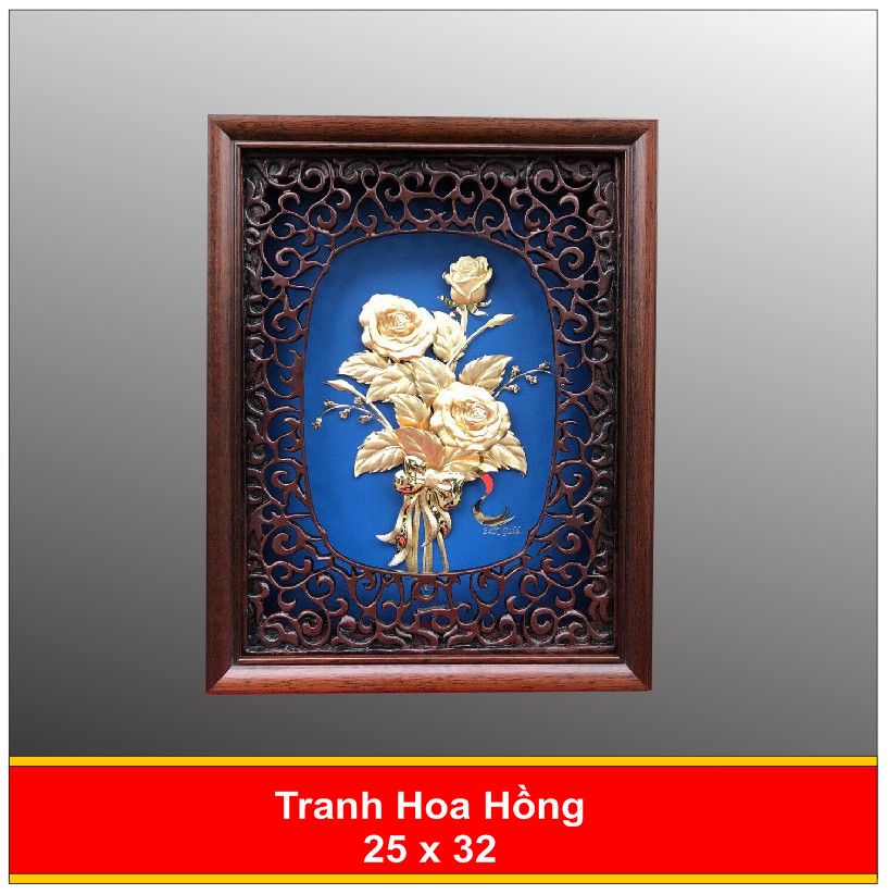 Tranh Hoa Hồng Mạ Vàng 24K - 2532