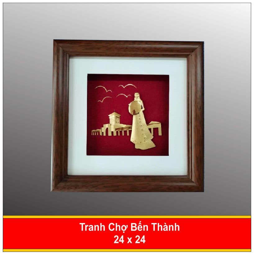 Tranh Chợ Bến Thành Mạ Vàng 24K - 2424