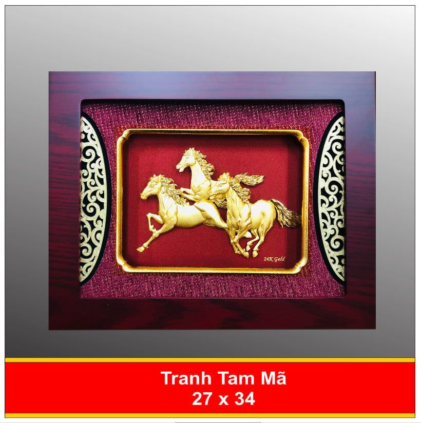  Tranh Song Mã - Thành Công Nhân Đôi Mạ Vàng 24K 