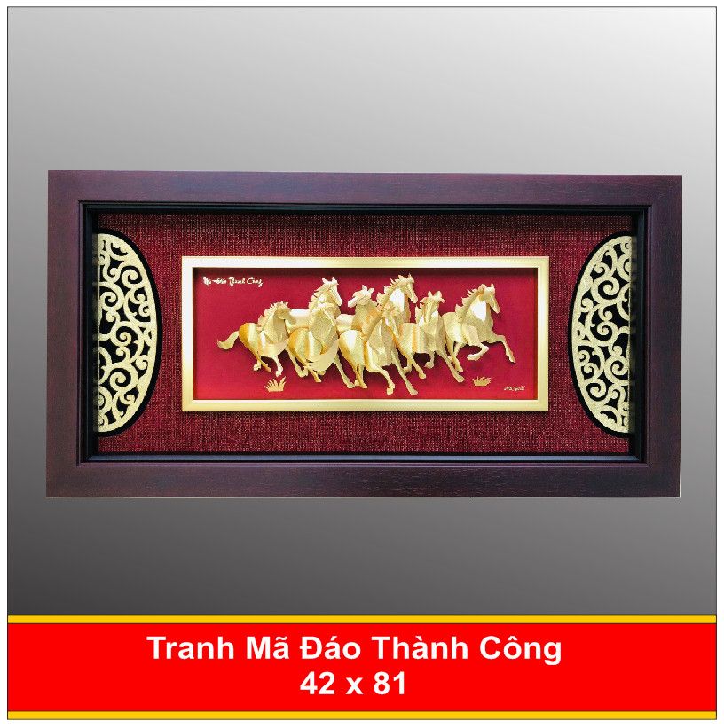 Tranh Mã Đáo Thành Công Mạ Vàng Cao Cấp 24K - 4281