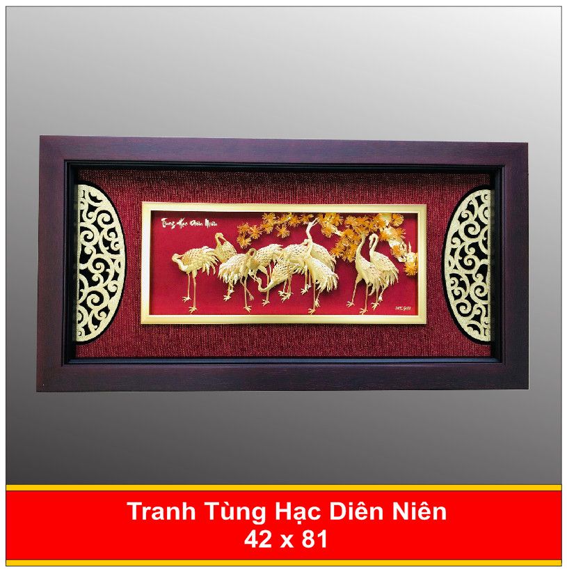 Tranh Tùng Hạc Diện Niên Mạ Vàng 4281