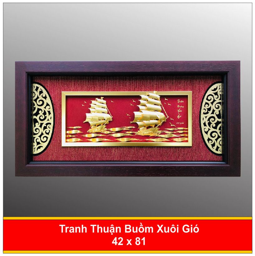  Tranh Thuận Buồm Xuôi Gió Mạ Vàng - 6080 Nền Xanh 