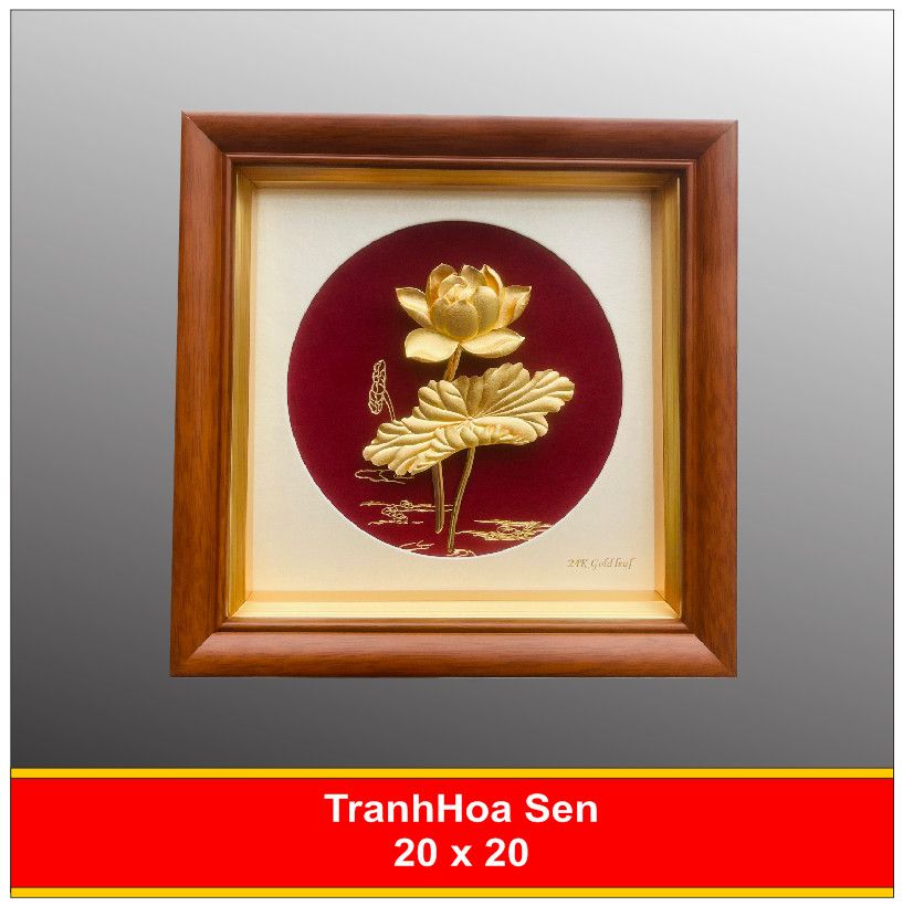 Tranh Hoa Sen Mạ Vàng 30x30