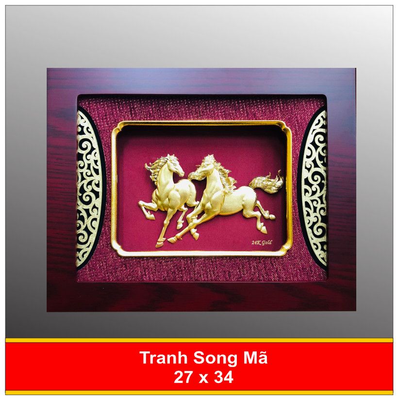 Tranh 3 Con Ngựa - Mã Đáo Thành Công Mạ Vàng 24K