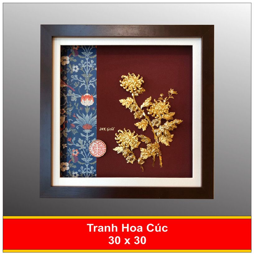  Tranh Hoa Cúc Mạ Vàng - 3030 