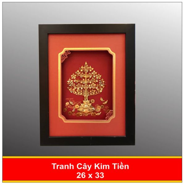  Tranh Cây Kim Tiền Mạ Vàng 24K 