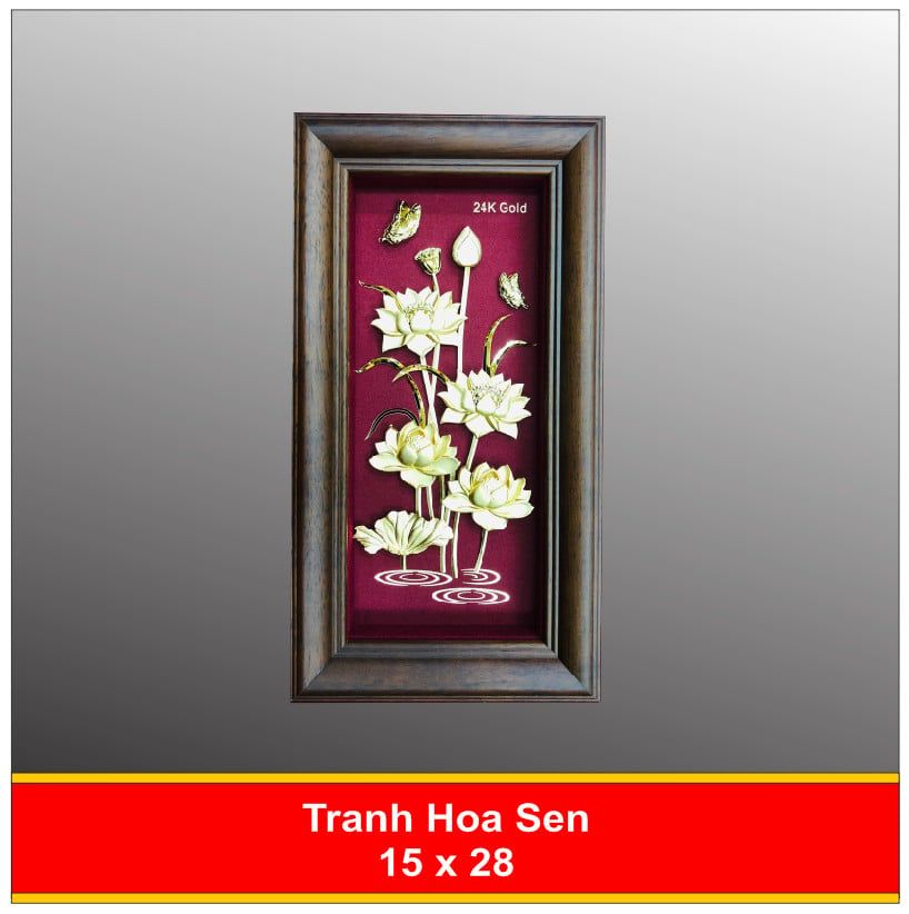 Tranh Hoa Sen Mạ Vàng 15x28