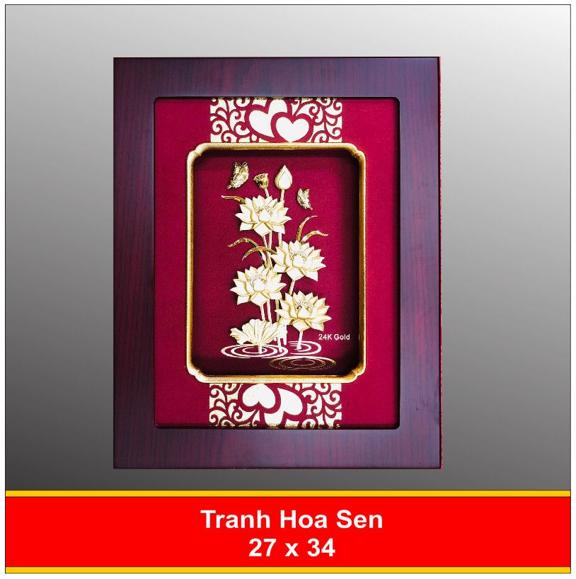 Tranh Hoa Sen Mạ Vàng - 2027