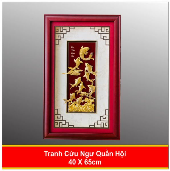  Tranh Cửu Ngư Quần Hội Mạ Vàng 4065 