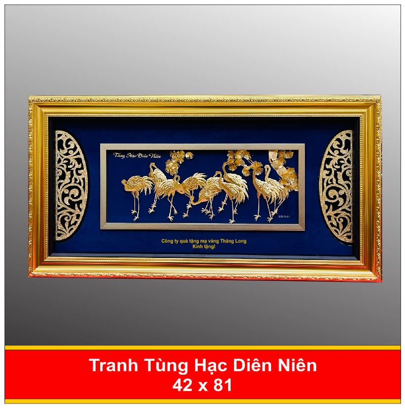 Tranh Tùng Hạc Diên Niên Mạ Vàng - 3030