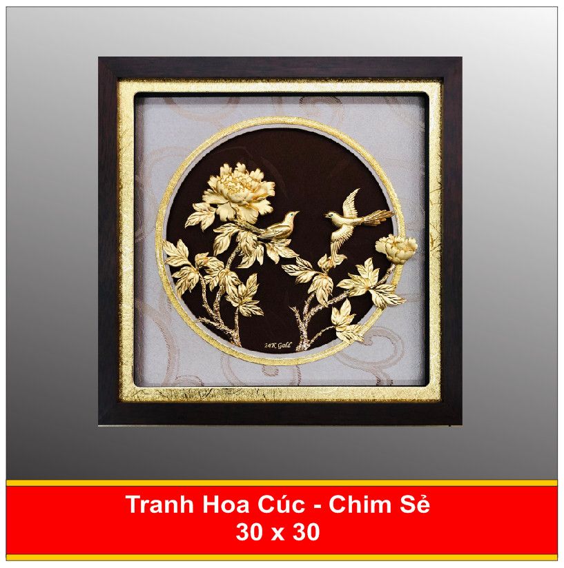 Tranh Cành Liễu Chim Sẻ Mạ Vàng 24K