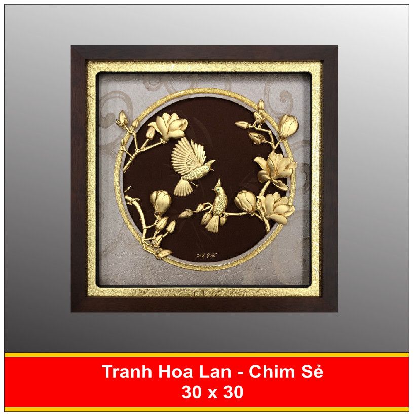 Tranh Cành Liễu Chim Sẻ Mạ Vàng 24K